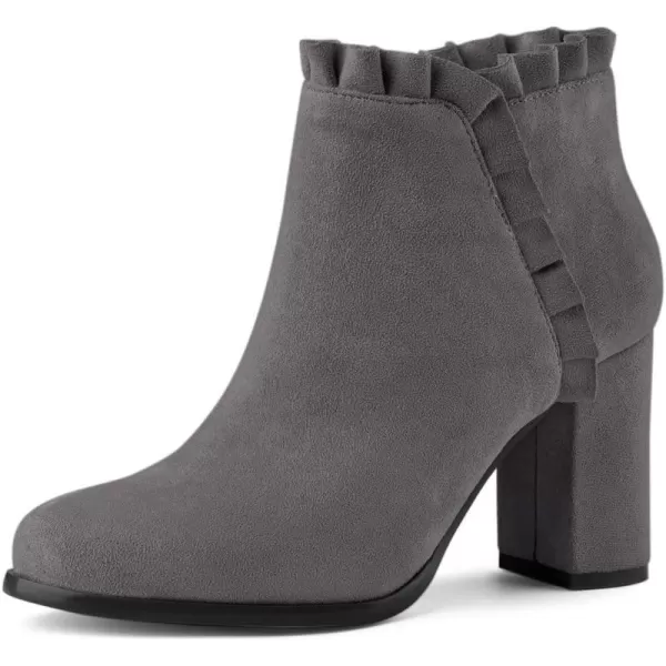 Allegra K Women's Ruffle Block Heel Ankle Boots