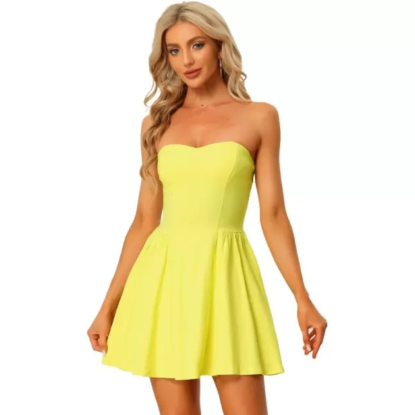 Allegra K Women's Sexy Strapless Party Dress St. Patrick's Day Sweetheart Neck Off Shoulder Sleeveless Mini Dress