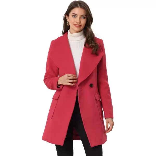 Allegra K Women's Shawl Collar Lapel Double Breasted Winter Trench Coat with Pockets