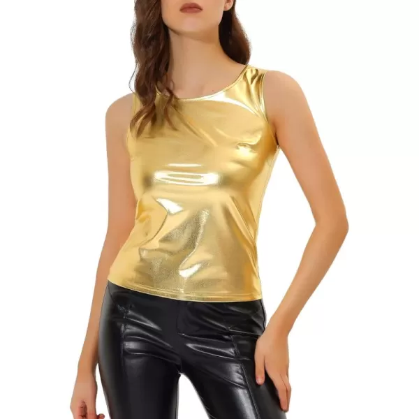 Allegra K Women's Shiny Party Club Cami Sparkly Metallic Tank Top