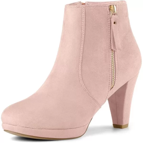 Allegra K Women's Side Zip Low Platform Chunky Heel Ankle Booties