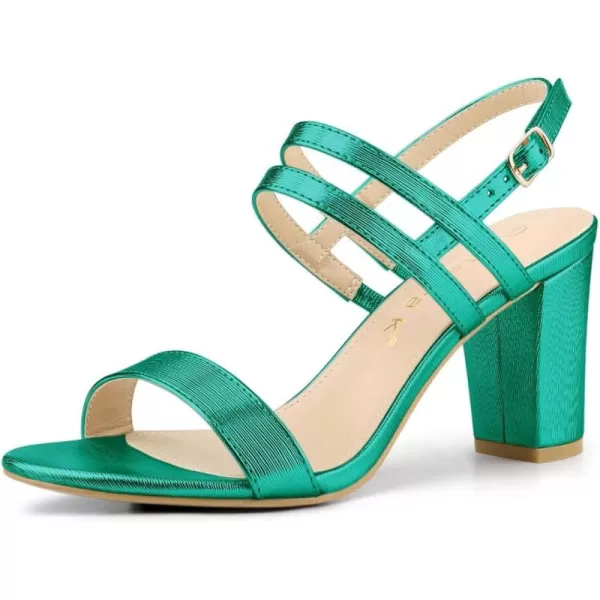 Allegra K Women's Slingback Block Heel Ankle Strap Sandals