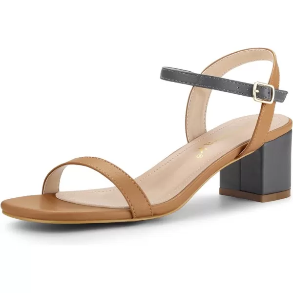 Allegra K Women's Slingback Buckle Chunky Heels Two-Tone Sandals