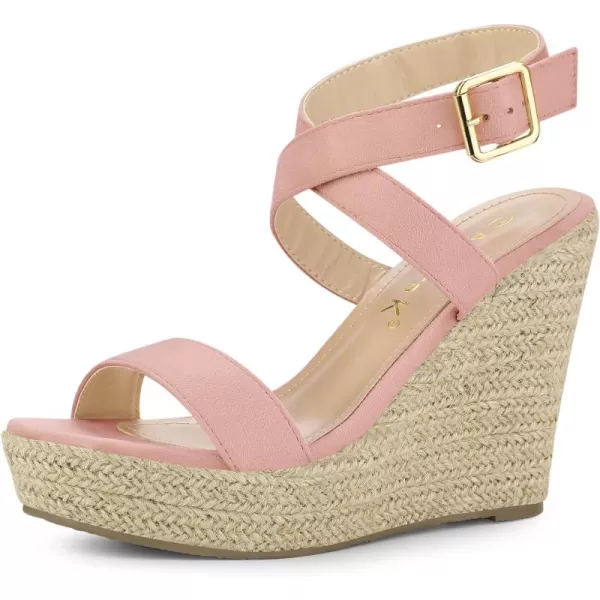 Allegra K Women's Slingback Crisscross Espadrille Wedges Heel Sandals