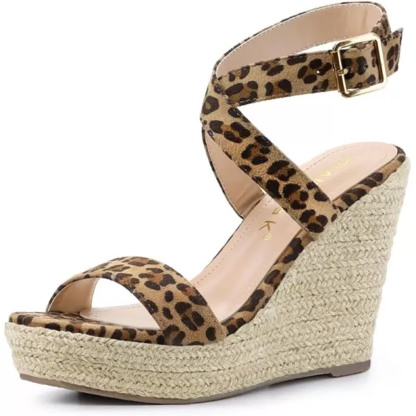 Allegra K Women's Slingback Crisscross Espadrille Wedges Heel Sandals