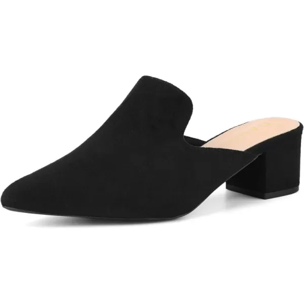 Allegra K Women's Slip on Pointed Toe Chunky Heels Slide Mules