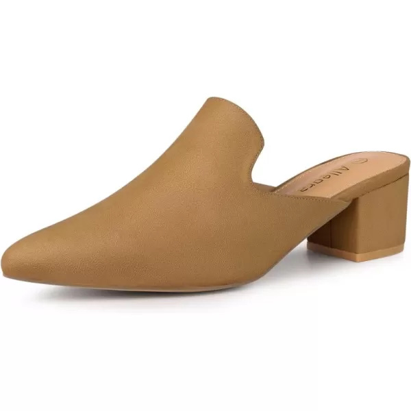 Allegra K Women's Slip on Pointed Toe Chunky Heels Slide Mules