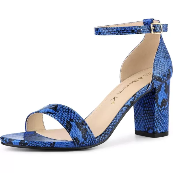 Allegra K Women's Snakeskin Heels Chunky Heels Ankle Strap Sandals