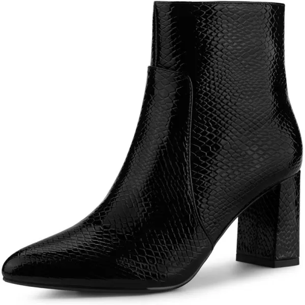 Allegra K Women's Snakeskin Print Boots Halloween Costumes Chunky High Heels Ankle Boots