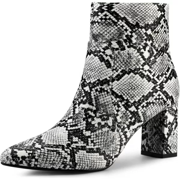 Allegra K Women's Snakeskin Print Boots Halloween Costumes Chunky High Heels Ankle Boots