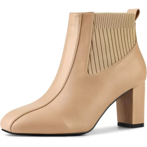 Allegra K Women's Square Toe Block Heels Chelsea Boots