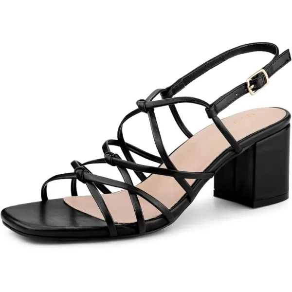 Allegra K Women's Square Toe Knots Ankle Strap Chunky Heels Sandals