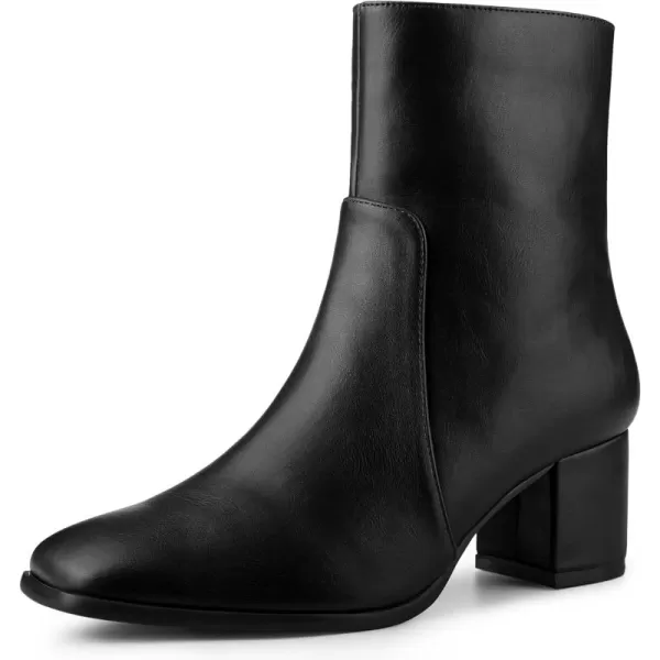 Allegra K Women's Square Toe Side Zip Block Heel Ankle Boots