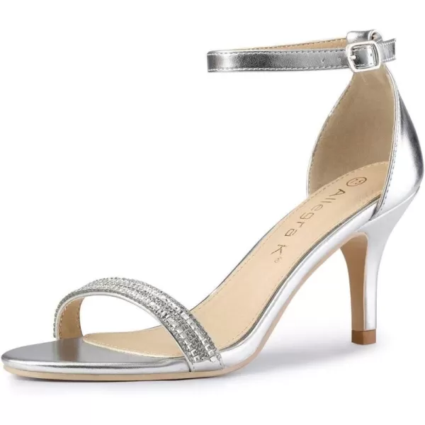 Allegra K Women's Stiletto Heels Rhinestone Ankle Strap Sandals