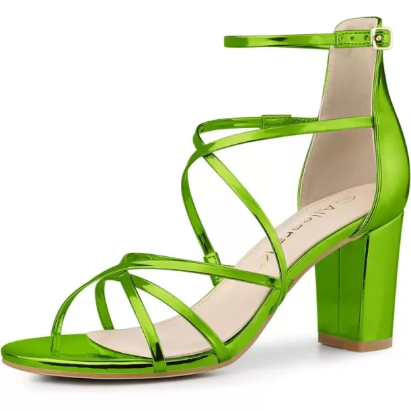 Allegra K Women's Strappy Crisscross Strap Opened Toe Block Heels Sandals