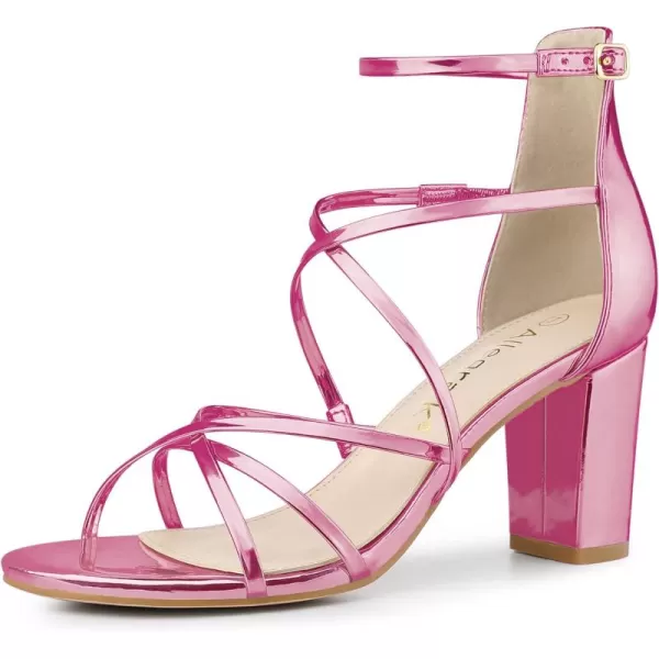 Allegra K Women's Strappy Crisscross Strap Opened Toe Block Heels Sandals