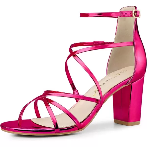 Allegra K Women's Strappy Crisscross Strap Opened Toe Block Heels Sandals