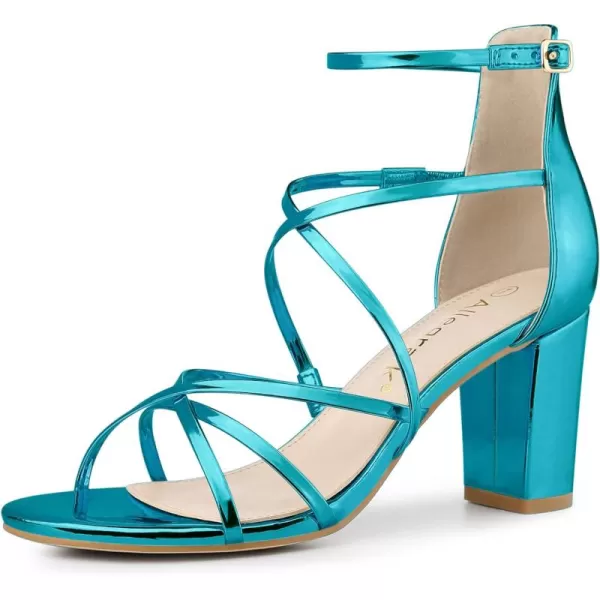 Allegra K Women's Strappy Crisscross Strap Opened Toe Block Heels Sandals