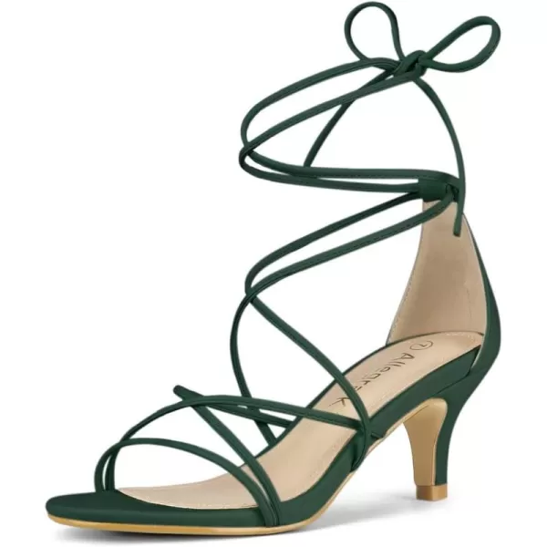 Allegra K Women's Strappy Kitten Heel Lace Up Sandals