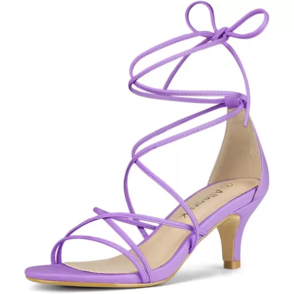 Allegra K Women's Strappy Kitten Heel Lace Up Sandals