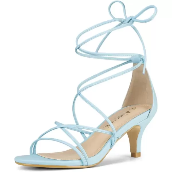 Allegra K Women's Strappy Kitten Heel Lace Up Sandals