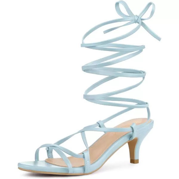 Allegra K Women's Strappy Lace Up Kitten Heels Sandals