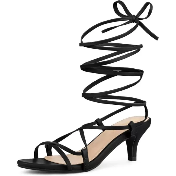 Allegra K Women's Strappy Lace Up Kitten Heels Sandals