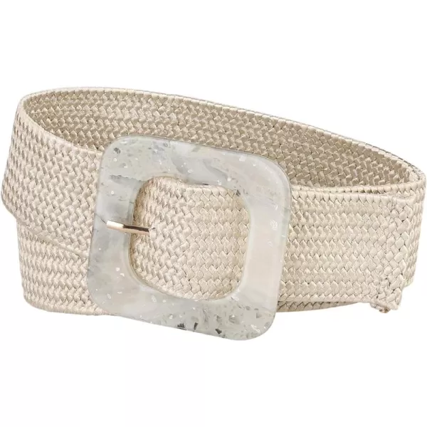 Allegra K Womens Stretchy Wide Waist Belts Braided Belts for Dress Square Buckle Adjustable