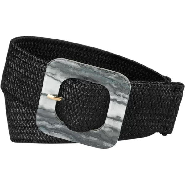 Allegra K Womens Stretchy Wide Waist Belts Braided Belts for Dress Square Buckle Adjustable