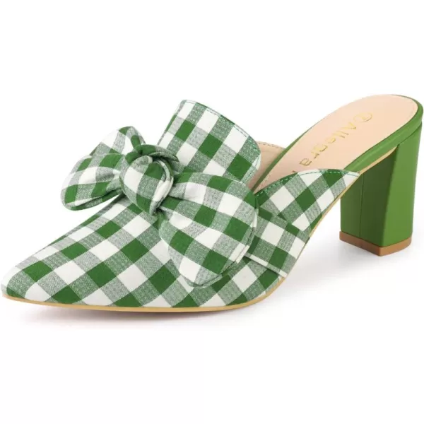 Allegra K Women's Stripe Bow Pointed Toe Block Heel Slides Mules