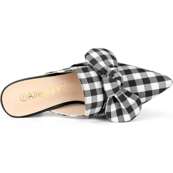 Allegra K Women's Stripe Bow Pointed Toe Block Heel Slides Mules