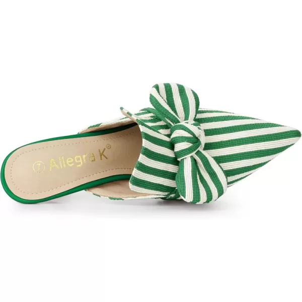 Allegra K Women's Stripe Bow Slip on Stiletto Heel Slides Mules