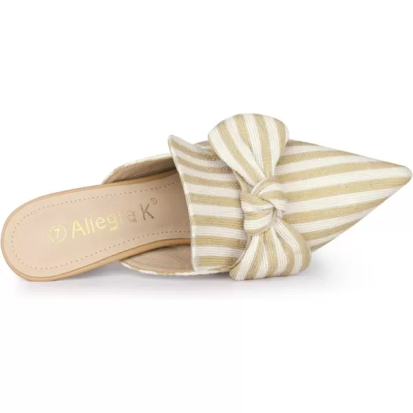 Allegra K Women's Stripe Bow Slip on Stiletto Heel Slides Mules