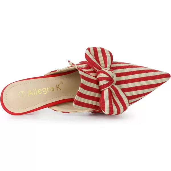 Allegra K Women's Stripe Bow Slip on Stiletto Heel Slides Mules