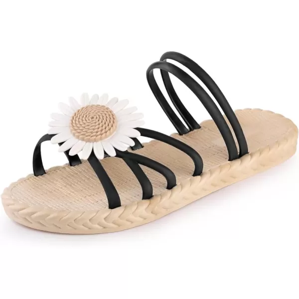 Allegra K Women's Sunflower Strappy Waterproof Beach Sandals Slip on Slides