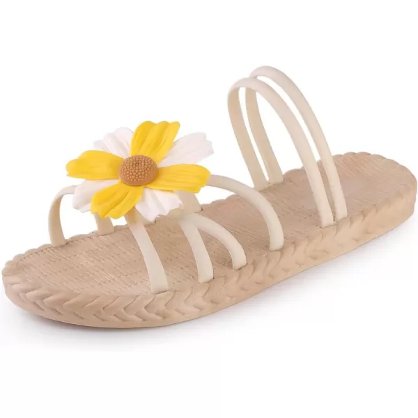 Allegra K Women's Sunflower Strappy Waterproof Beach Sandals Slip on Slides