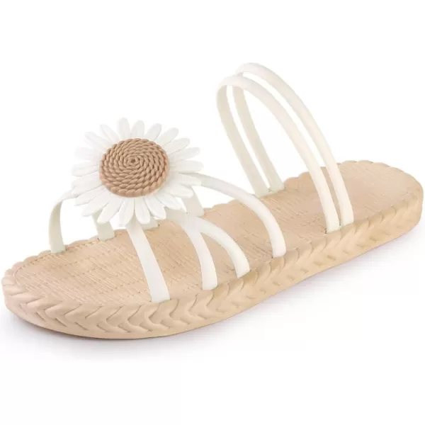 Allegra K Women's Sunflower Strappy Waterproof Beach Sandals Slip on Slides