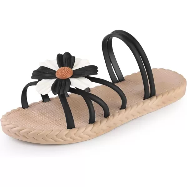 Allegra K Women's Sunflower Strappy Waterproof Beach Sandals Slip on Slides