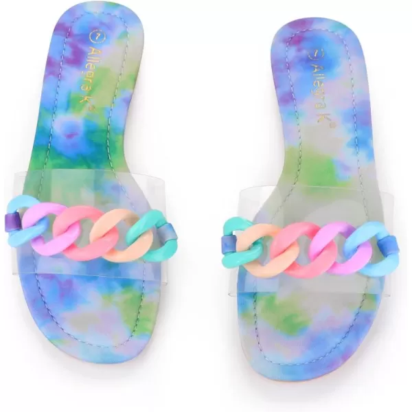 Allegra K Women's Tie Dye Chain Clear Slides Slip Sandals