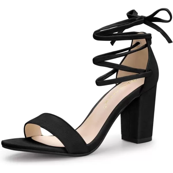 Allegra K Women's Tie Up Strappy Heels Chunky High Heels Sandal