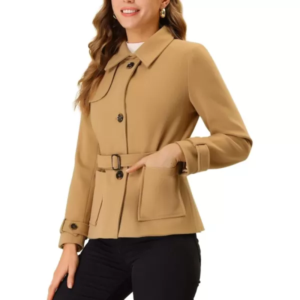 Allegra K Women's Winter Outerwear Single Breasted Belted Pea Coat