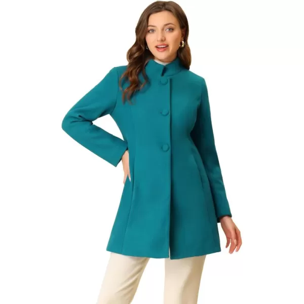 Allegra K Women's Winter Overcoat Mid-Long Stand Collar Single Breasted Coat Outerwear