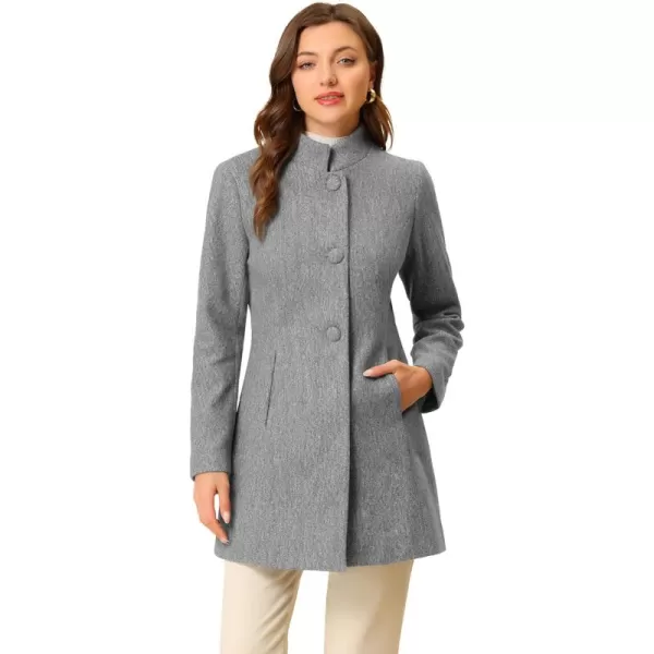 Allegra K Women's Winter Overcoat Mid-Long Stand Collar Single Breasted Coat Outerwear