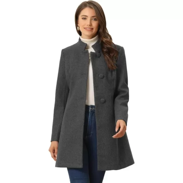 Allegra K Women's Winter Overcoat Mid-Long Stand Collar Single Breasted Coat Outerwear