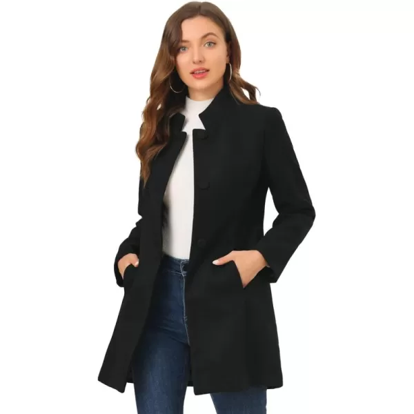 Allegra K Women's Winter Overcoat Mid-Long Stand Collar Single Breasted Coat Outerwear