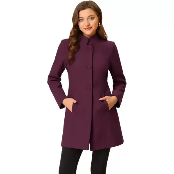 Allegra K Women's Winter Overcoat Mid-Long Stand Collar Single Breasted Coat Outerwear