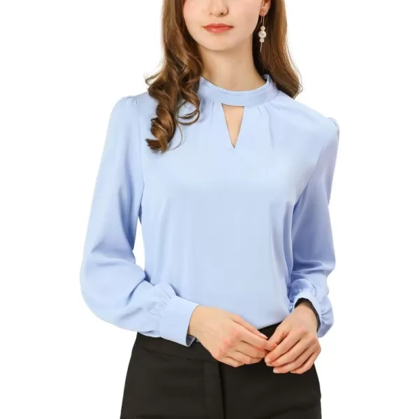 Allegra K Women's Work Office Tops Business Professional Shirt Elegant Stand Collar Fall 2023 Long Sleeve Blouses