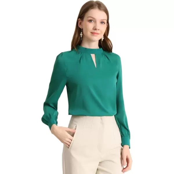 Allegra K Women's Work Office Tops Business Professional Shirt Elegant Stand Collar Fall 2023 Long Sleeve Blouses