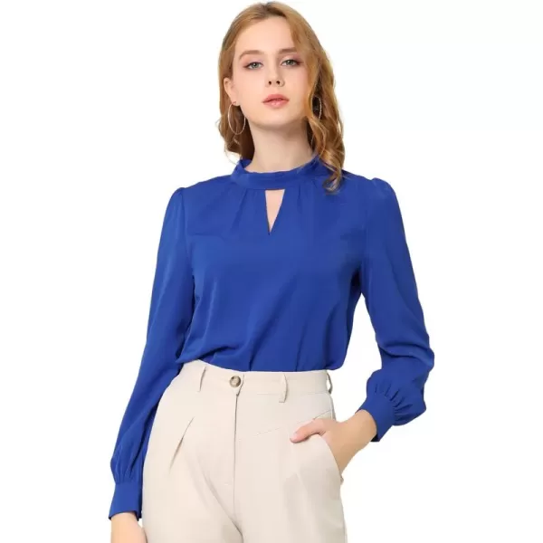 Allegra K Women's Work Office Tops Business Professional Shirt Elegant Stand Collar Fall 2023 Long Sleeve Blouses