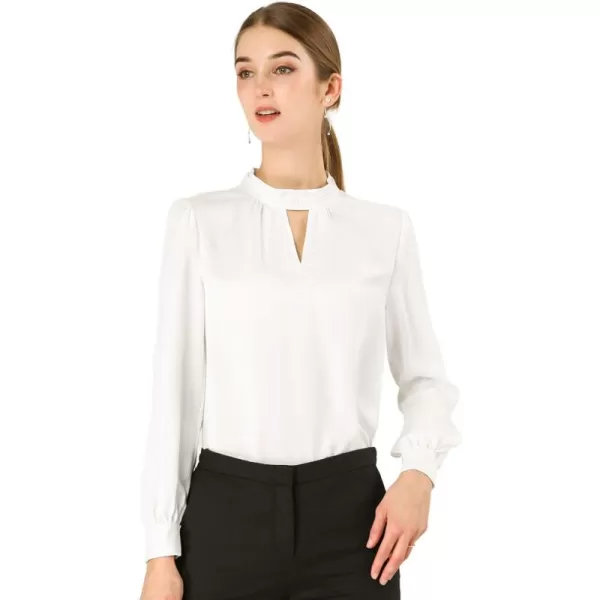 Allegra K Women's Work Office Tops Business Professional Shirt Elegant Stand Collar Fall 2023 Long Sleeve Blouses